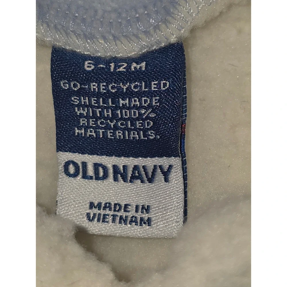 Old Navy Baby Snowman Sherpa Fleece Hooded Coverall White 6-12M